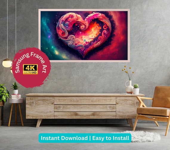 Valentines Samsung Frame TV Art, 5 X Oil Paint Love Nebular Heart.