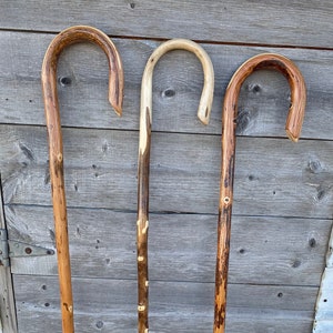 Shrub Cane, Shepherd&#39;s Cane, Hardwood Staff, Bent Handle Walking Cane, Strong, Quality