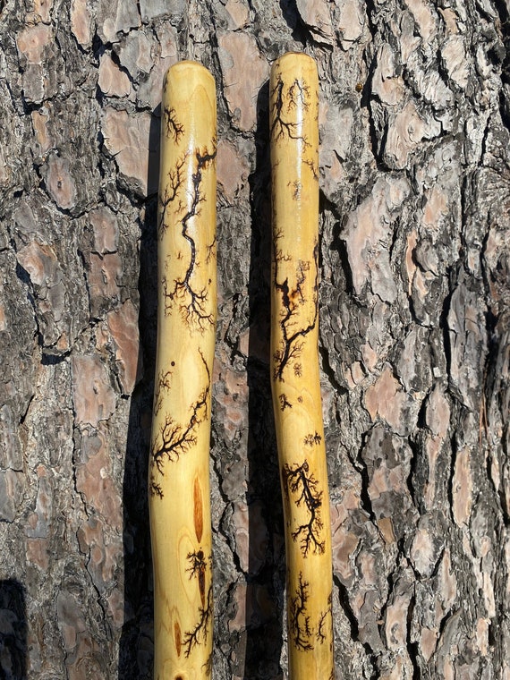 Fractal burned lightning walking stick, lichtenberg fractal burning hiking stick, 60" stick.