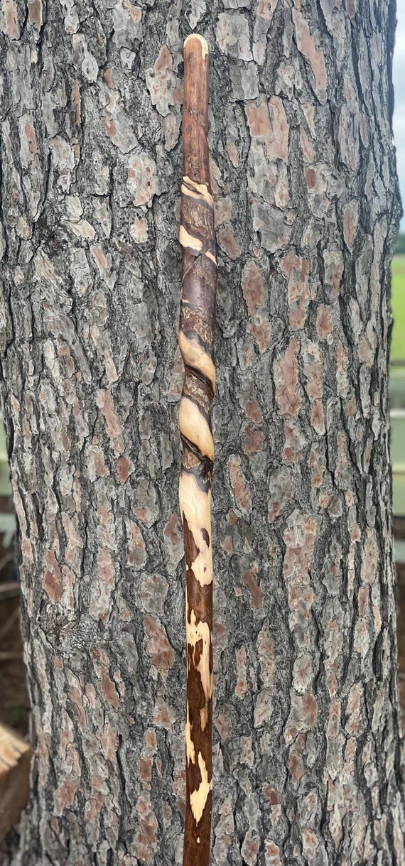Vine Wrapped Hiking Stick, 72" Vine Choked Hand Carved Walking Stick.