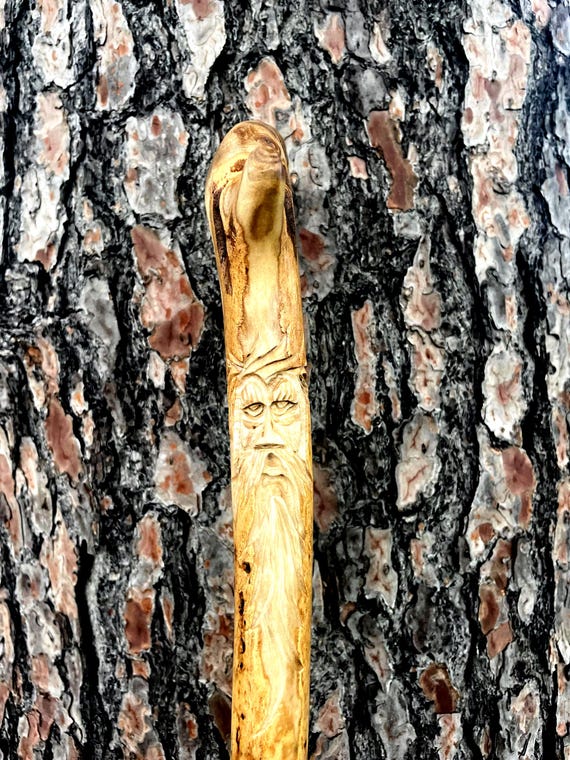 Carved Root Cane, Spirit Face on Gentleman's Cane, Walking Cane