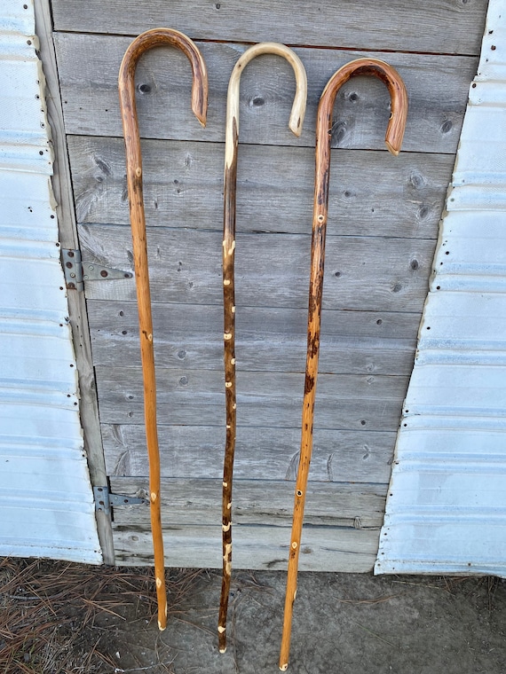 Shrub Cane, Shepherd's Cane, Hardwood Staff, Bent Handle Walking Cane, Strong, Quality