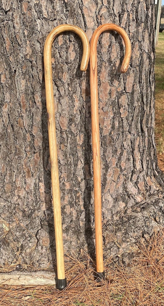 Shepherd's Crook, Shepherd’s Staff, Stockman’s Cane, Solid Oak Steam Bent Handle Walking Cane