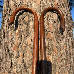 Shepherd&#39;s Crook, Shepherd’s Staff, Stockman’s Cane, Stained Solid Oak Steam Bent Handle Walking Cane