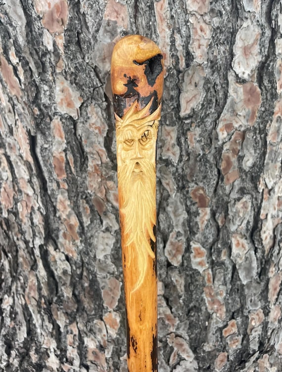 Carved Root Cane, Spirit Face on Gentleman's Cane, Walking Cane