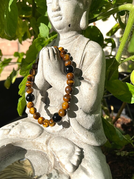 Tigers Eye and Black Jasper Bracelet Etsy Canada