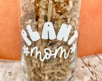 Plant Mom Coffee Cup || Soda Glass Can || Iced Coffee Can || Iced Coffee Can with Lid || Iced Coffee || Gifts for Her ||Custom Cup