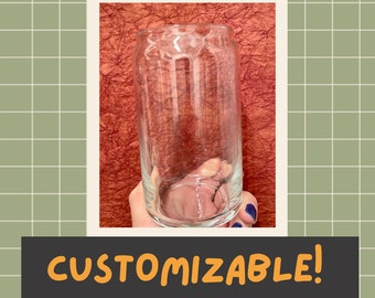Custom Glass Cup || Iced Coffee Can || Iced Coffee Can with Lid || Iced Coffee || Gifts for Her