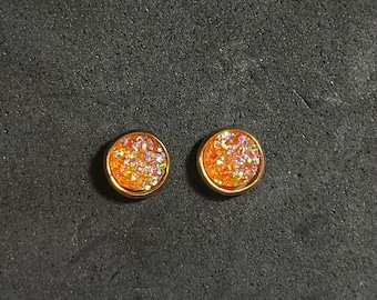 8mm Rose Gold Stainless Steel Druzy Studs