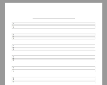 Printable 5-String Bass Guitar Tab PDF - A4 Print Size - 5 String Bass Guitar Tablature