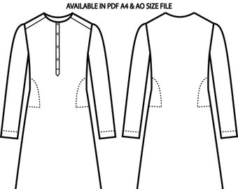 Men's Round Neck Thobe Sewing Pattern, XS-XXXL (PDF Pattern)