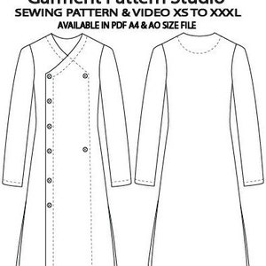 Patron de couture Kurta avec chevauchement aux genoux pour homme XS-XXXL (PDF A4, A0)