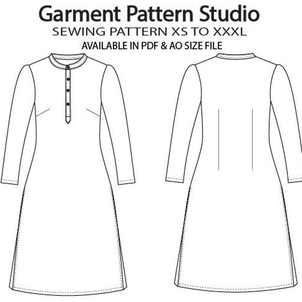 Women Mandarin Collar Kurta (Tunic)Sewing Pattern All Size Grading XXS to XXXL In a4 and ao Size PDF File