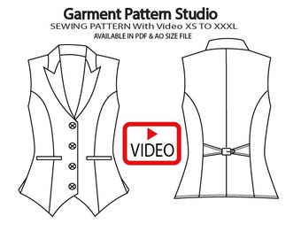 Women's Waistcoat Sewing Pattern, All Sizes XXS-XXXL (PDF Pattern)