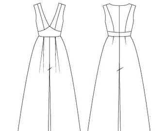 Deep V Neck Jumpsuit Sewing Pattern, All Sizes XXS-XXXL (PDF File)