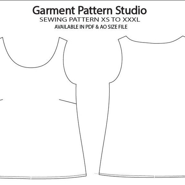 Round Neck Top Sewing Pattern All Size Grading XS to XXXL In a4 and ao Size PDF File