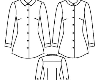 Women's Classic Shirt Sewing Pattern, XS-XXXL (A4, A0 PDF)
