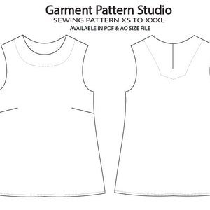 Jewel Neck Top Sewing Pattern All Size Grading XS to XXXL In a4 and ao Size PDF File