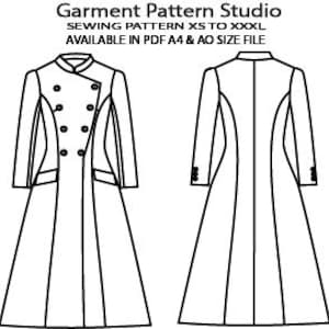 Mandarin Collar Double Breasted Jacket Sewing Pattern, All Sizes XS-XXXL (A4, A0 PDF)