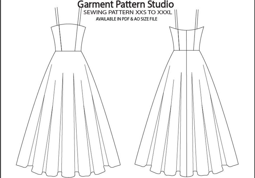 Tube Corset Midi Dress Sewing Pattern All Size Grading XXS to XXXL in