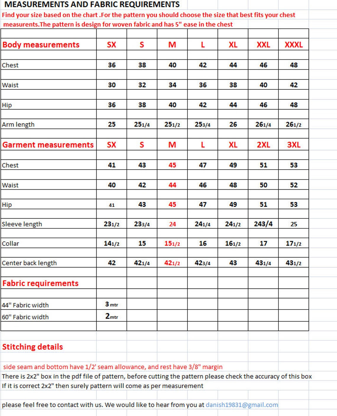 Men Mandarin Collar Kurta Sewing Pattern All Size Grading XS Etsy UK