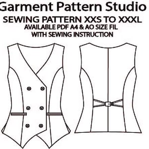 Modello di cucito per gilet da donna, tutte le taglie (file PDF)