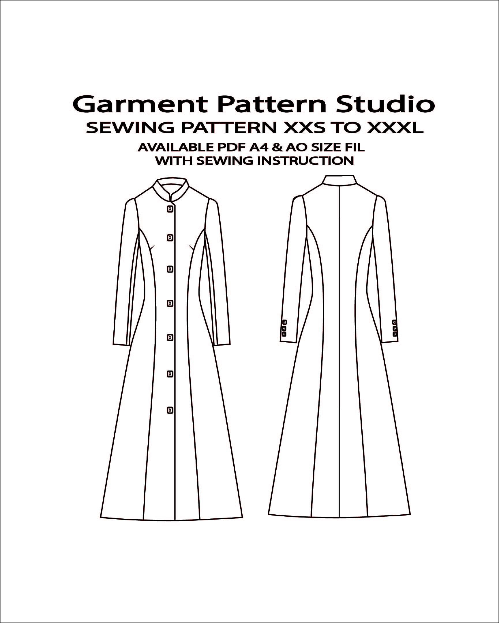 Women Mandarin Collar Jacket Sewing Pattern All Size Grading