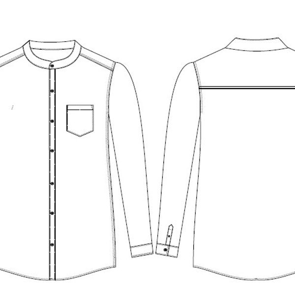 Men Mandarin Collar Shirt Sewing Pattern All Size Grading XS to XXXL In a4 and ao Size PDF File