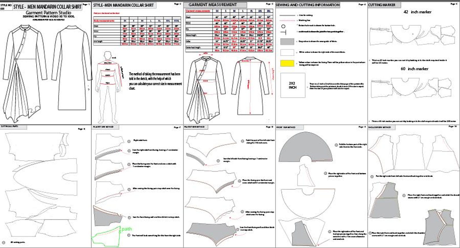 Men's Drape Kurta Sewing Pattern, XS-XXXL (A4, A0 PDF) - Etsy