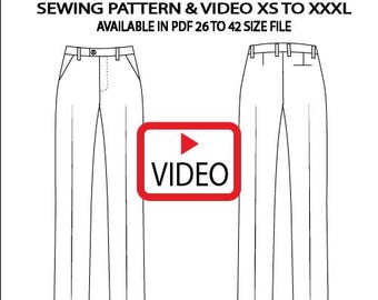 Men's Classic Trouser Sewing Pattern, All Sizes (A4, A0 PDF)