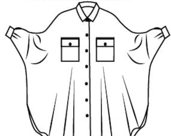 Kimono Shirt Sewing Pattern, XS-XXXL (A4 & A0 PDF)