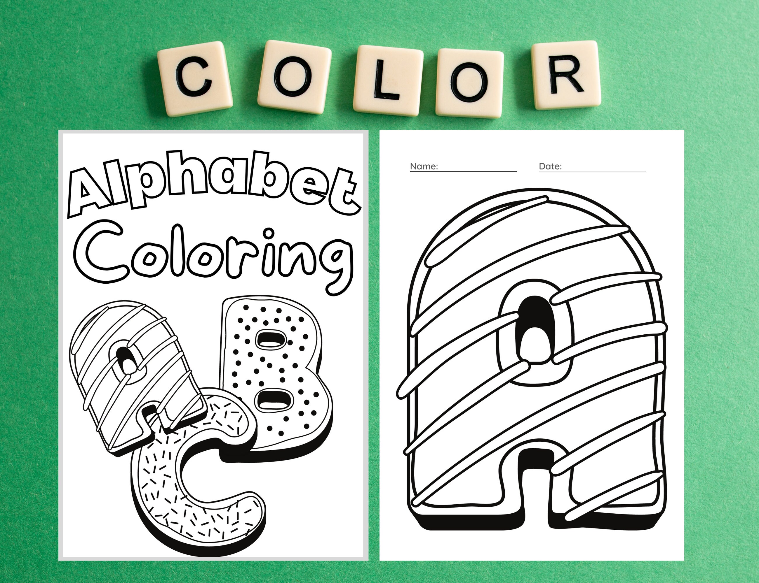 alphabet coloring pages abc coloring book printable etsy