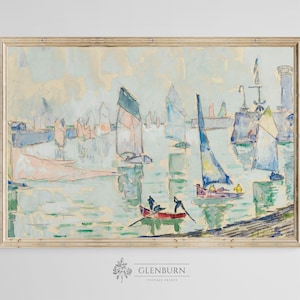 Vintage French Sailboat Watercolor Painting | INSTANT DOWNLOAD Wall Art | 201