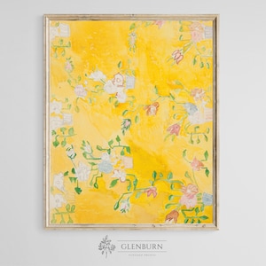 Yellow Floral Wall Art | Eclectic Yellow Painting | DIGITAL PRINT | 472