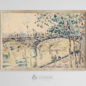 art mural de paysage de pont de Paris vintage | TÉLÉCHARGEMENT INSTANTANÉ | 191