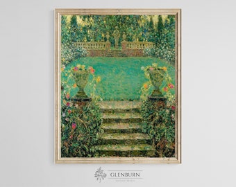 Antique Victorian Garden Painting | INSTANT DOWNLOAD Print | 220