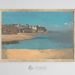 Vintage Seaside Painting | Blue Coastal Scene | PRINTABLE | 78
