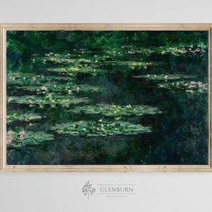 Vintage Green Scenery Painting | PRINTABLE Waterlilies Wall Decor| 308