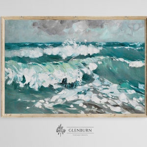 Vintage Coastal Painting | DIGITAL PRINT Seascape Wall Art | 408