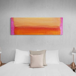 Abstract Wall Art | Pink and Orange Panorama Painting | Canvas Wall Art | P51
