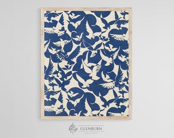 Blue and White Bird Painting | Abstract Bird Wall Art | DIGITAL PRINT | 476