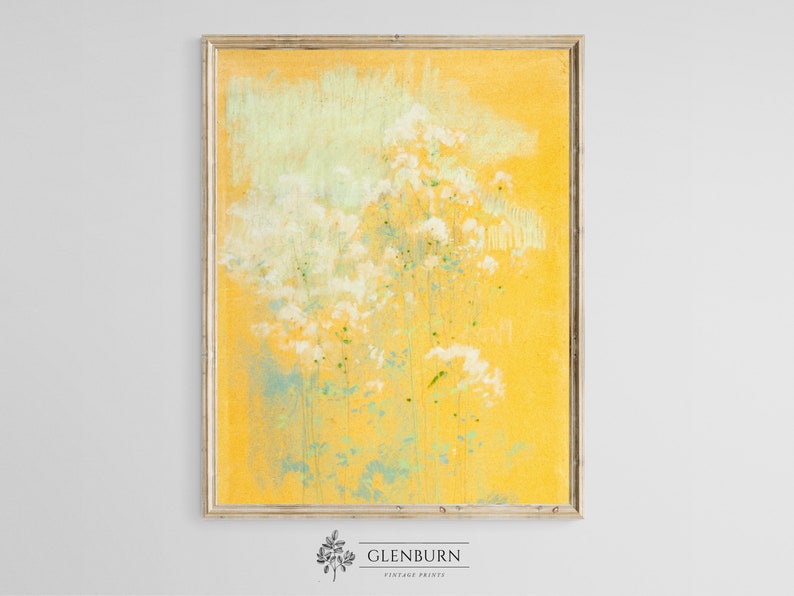 Vintage Yellow Abstract Painting Bold Wall Art John Henry Twachtman 358 image 3