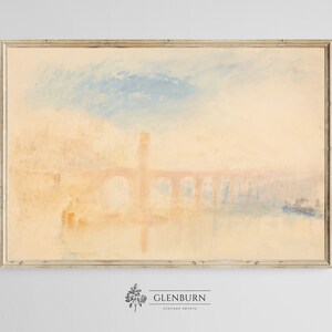 Vintage Landscape Wall Art | Neutral Bridge Painting | INSTANT DOWNLOAD | 379