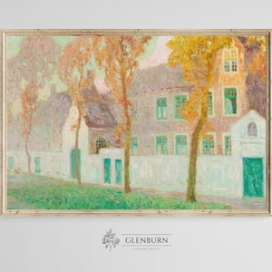 Antique Country Village Painting | PRINTABLE Landscape Wall Art | 447