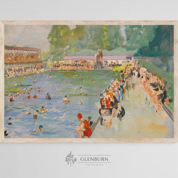 Vintage Schwimmen Gemälde | Badezimmer Wandkunst | DIGITALER DOWNLOAD | 458