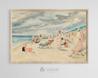 Coastal Wall Art | PRINTABLE Vintage Beach Painting | 3390