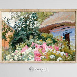 Antique Country Cottage Oil Painting | INSTANT DOWNLOAD Print | 156