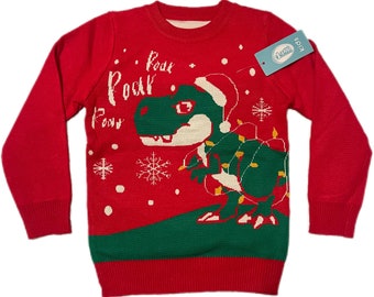 Toddler Dinosaur Sweater Youth Kids Ugly Christmas Sweater 4T 6T