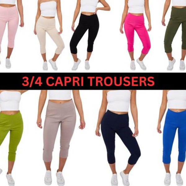 Cropped Capri Trousers for Women UK Ladies Leggings Summer Pants