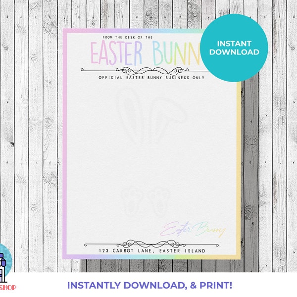 Letter From The Easter Bunny | Printable Easter Bunny Letterhead | Instant Download